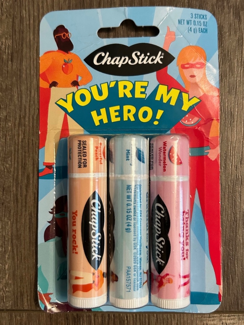 chapstick set of 3 you're my hero